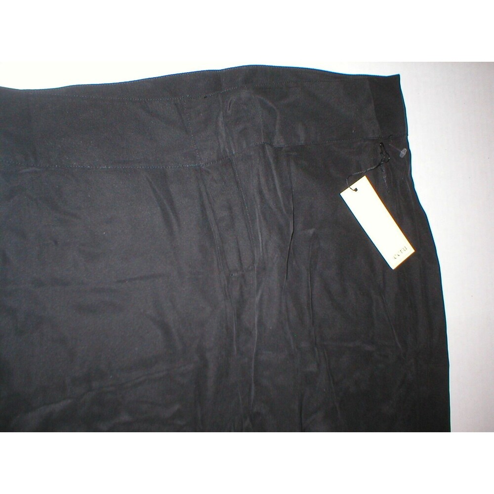 New Womens 6 Ecru Silk Office Slacks Pants Black Nice NWT Date Wide Leg Tall 34"